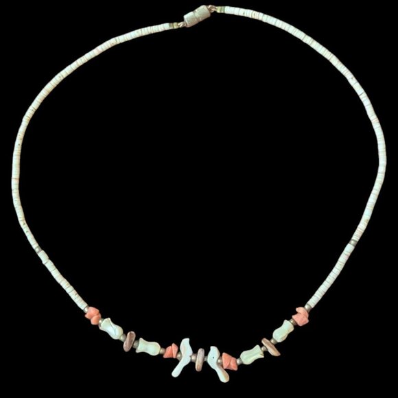 Heshi Fetish Bird Dove Necklace Choker Native Tribal Navajo Zuni Puka Boho - Picture 1 of 5